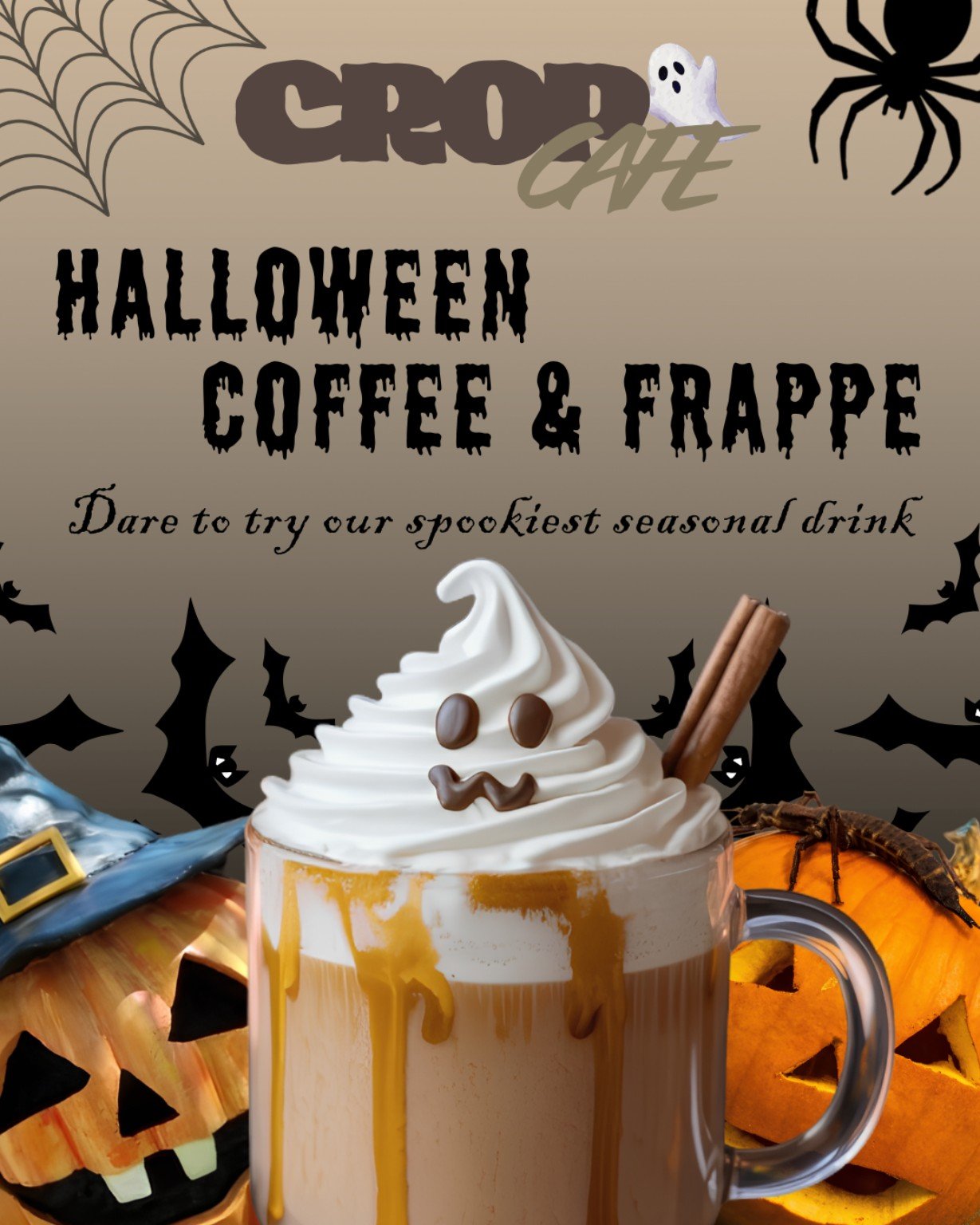 CROP CAFÉ Halloween coffee and frappe campaign