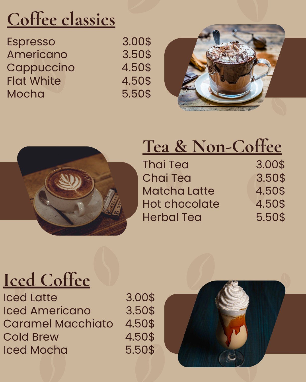 CROP CAFÉ coffee menu design